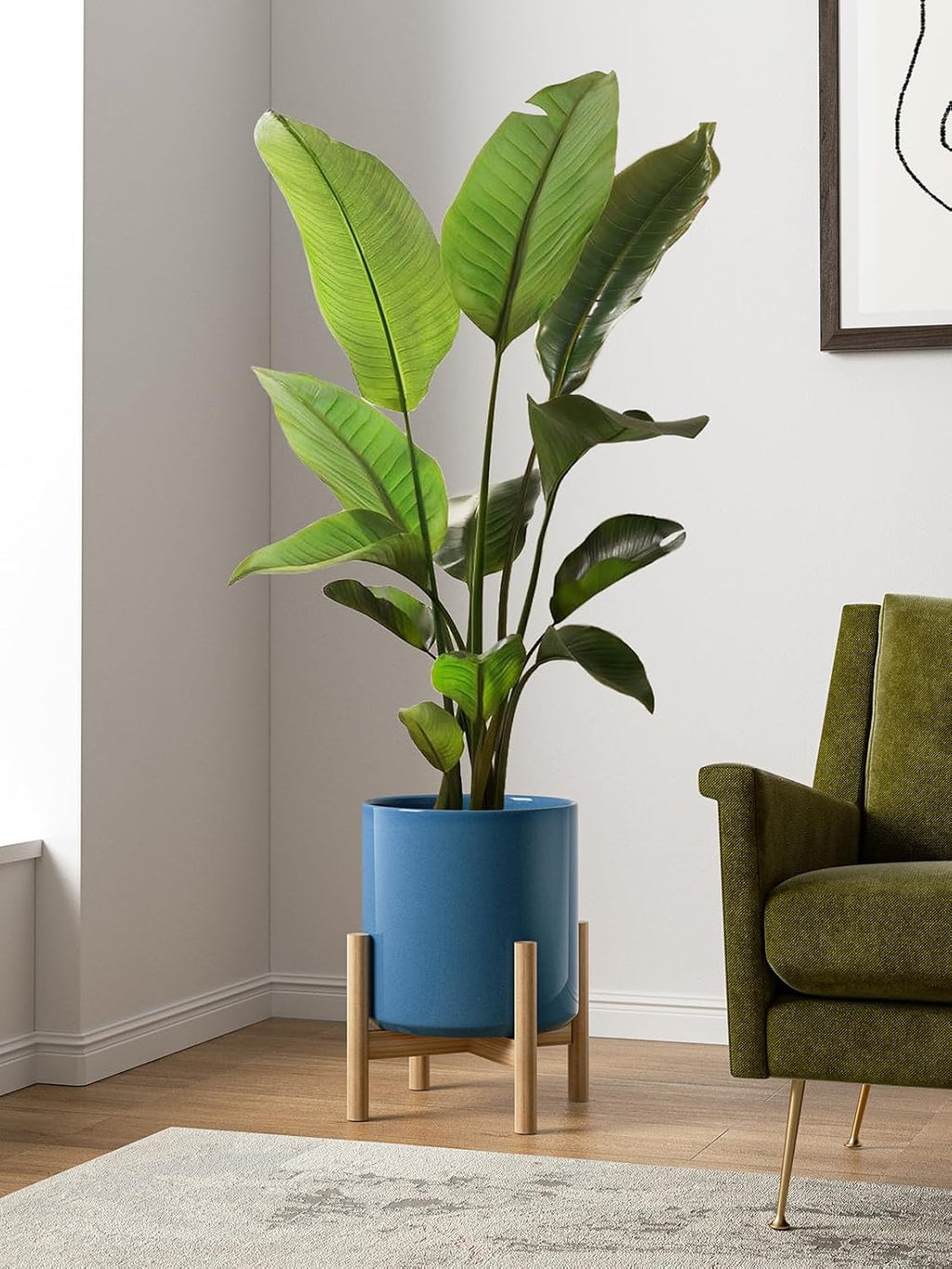 LE TAUCI 12 Inch Pot for Plants, Ceramic Planters for Indoor Plants, Mid-Century Modern Cylinder Flower Pots with