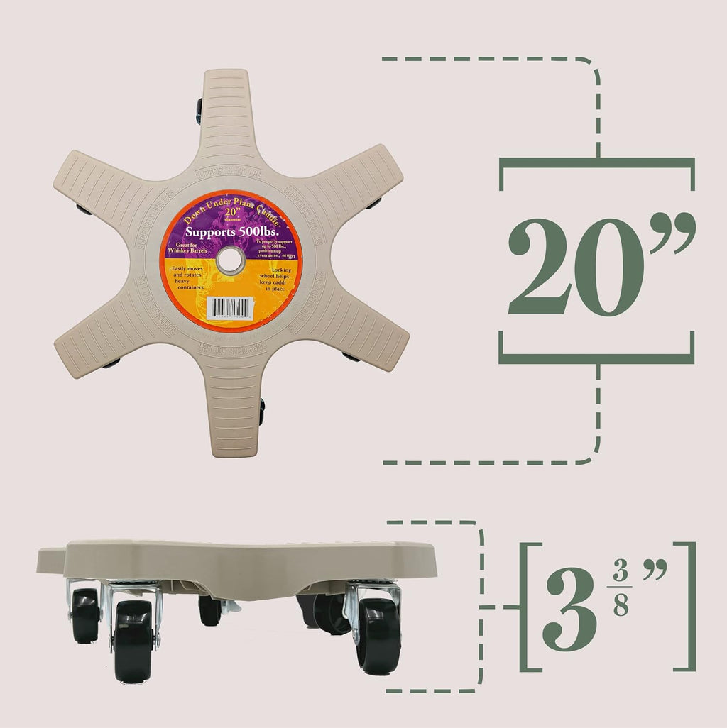Bosmere 20" Plant Caddie - Heavy-Duty Rolling Plant Stand with Locking Wheels, 500 lb Capacity – Durable Plant Caddy