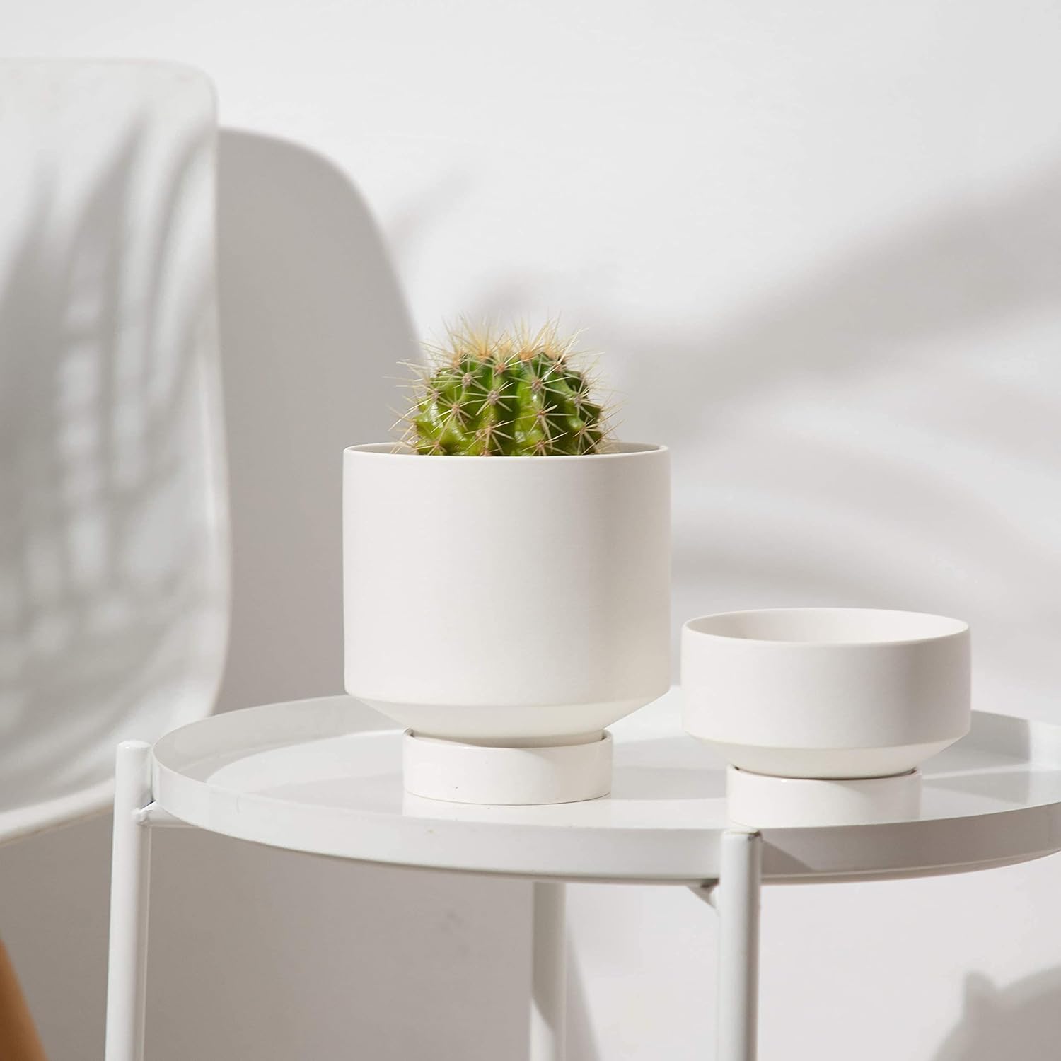 UBEE Plant Pot for Indoor Plants | 5.43 + 4.61 Inch Ceramic Flower Pot | Small Planter Pots with Drainage Hole and