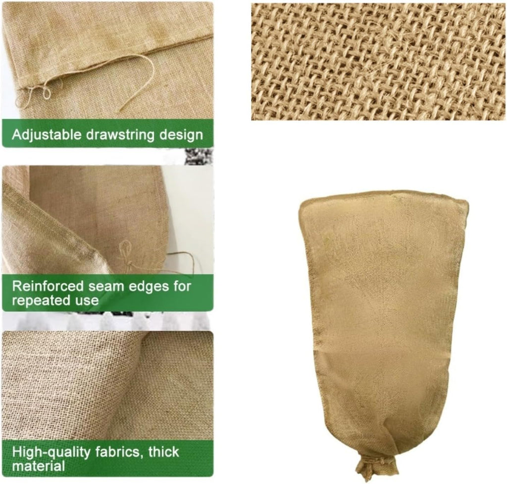 Agfabric Burlap Plant Covers Freeze Protection, 63in x 48in Warm Plant Frost Blankets with Drawstring, Reusable Frost