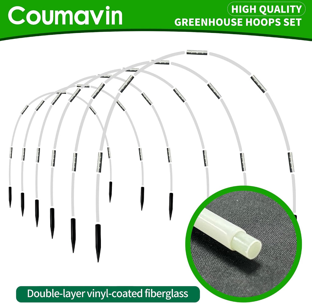 8FT Rust-Free Fiberglass Garden Hoops -72 PCS DIY Grow Tunnel Kit for Raised Beds, Row Cover Support with