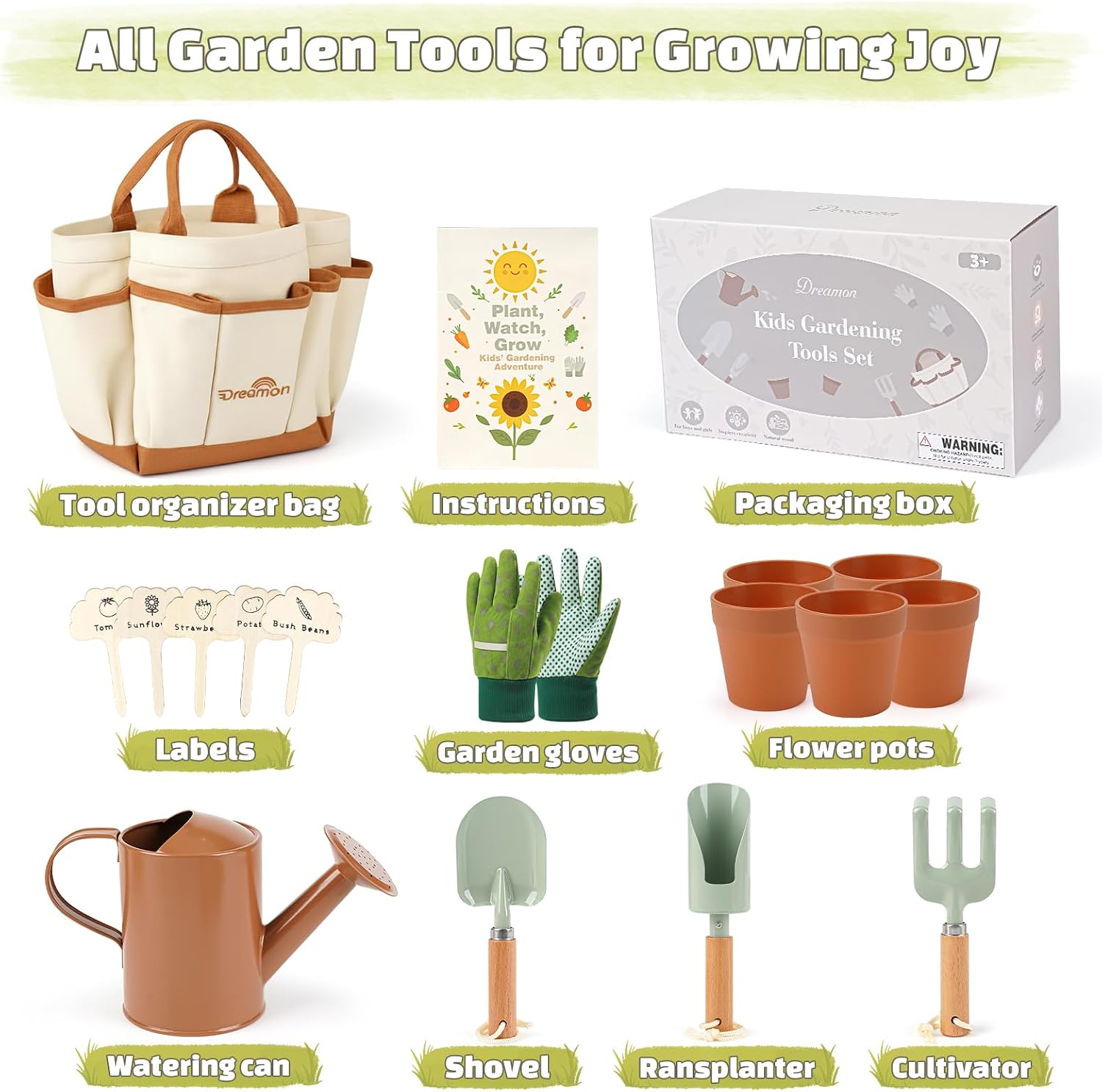 Kids Gardening Set, Quality Gardening Tool Kit Outdoor Toys for Toddlers | Gardening Set with Tote Bag, Gloves