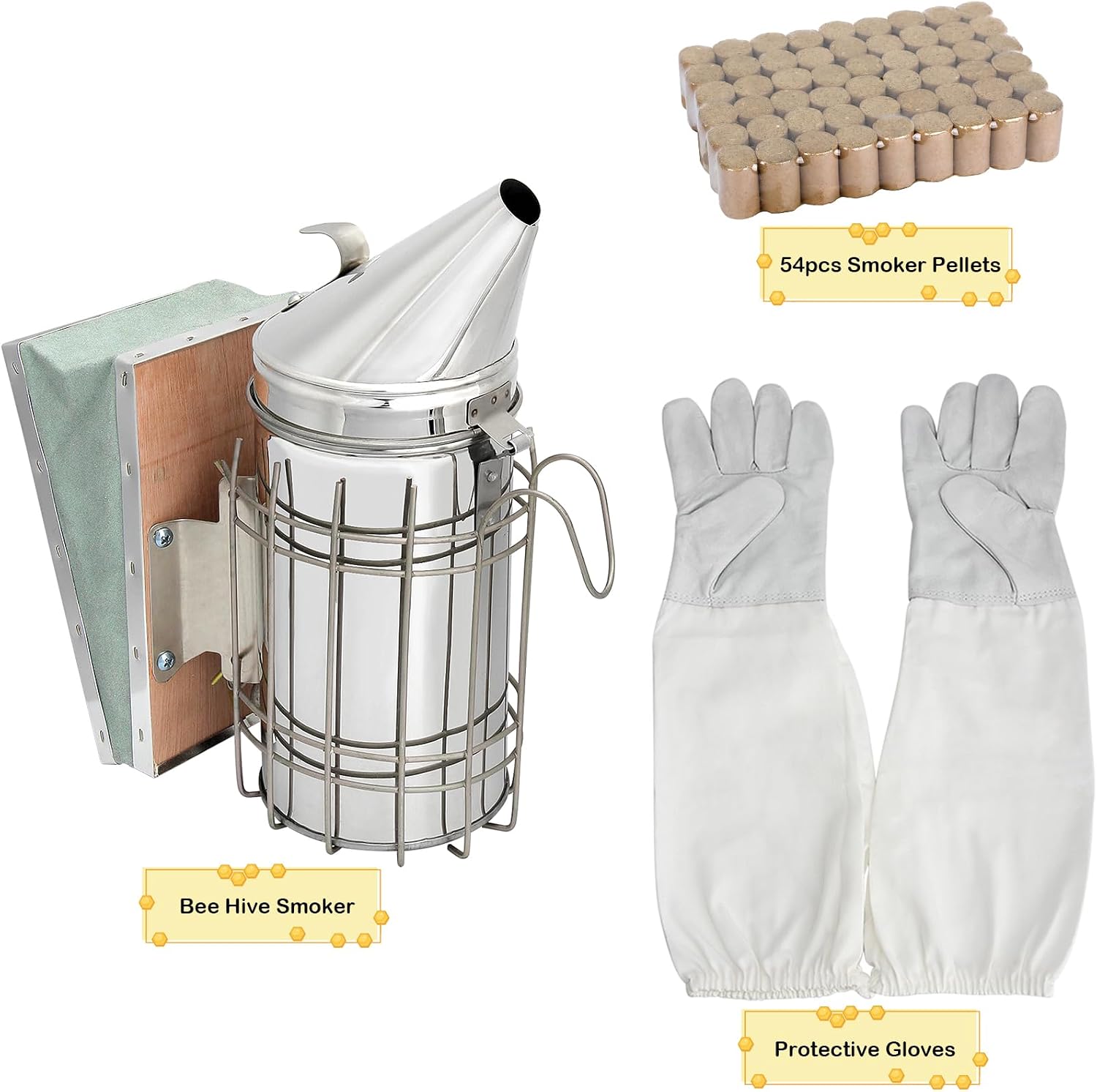 12pcs Bee Hives Starter Kit Beekeeping Supplies, Bee Keeping Supplies-All, Bee Supplies and Equipment with Bee Smoker