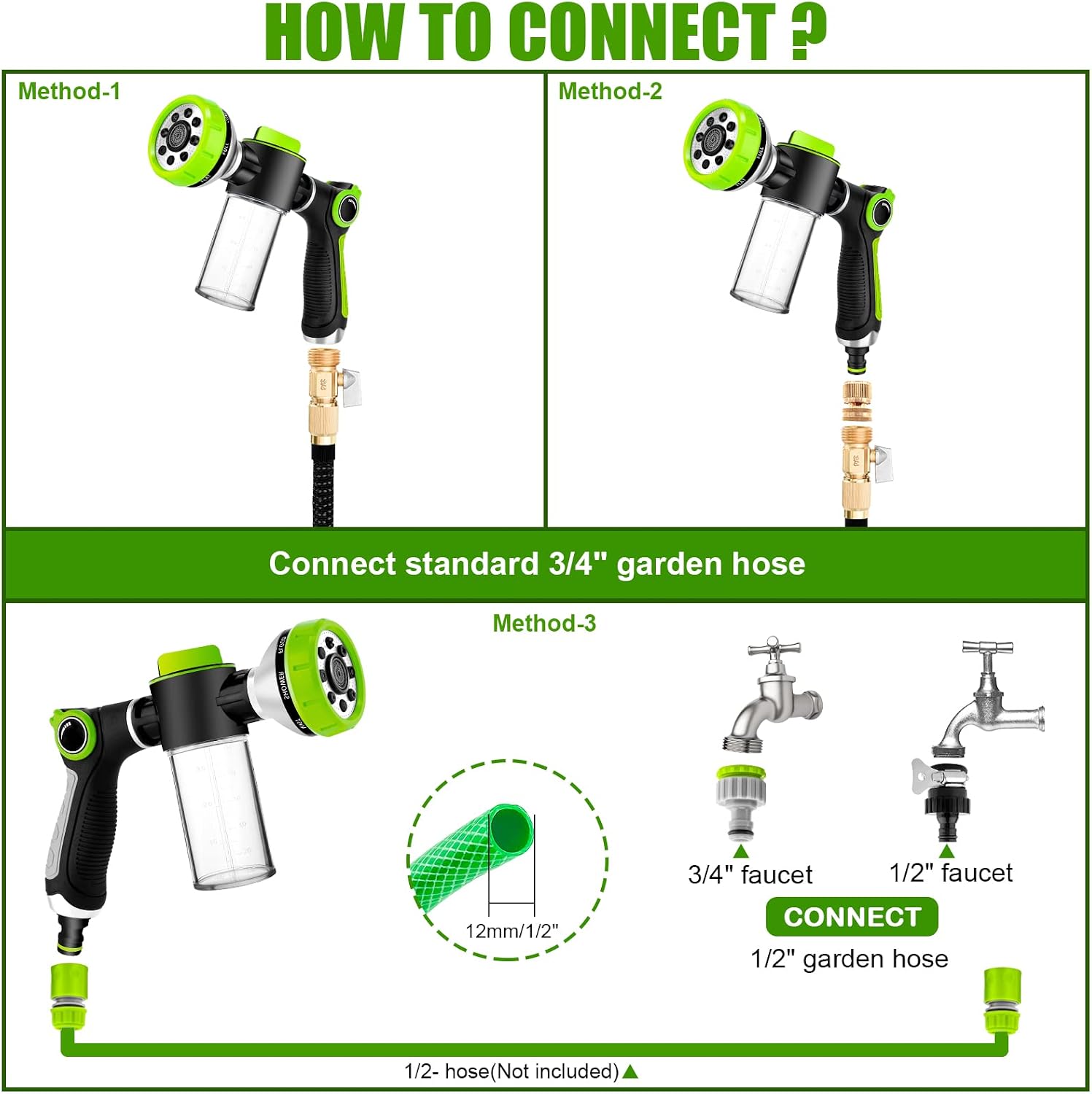 Upgraded Dog Wash Hose Attachment, 8-in-1 Sprayer Mode Garden Hose Nozzle | with Pet Grooming Glove, 100cc Soap