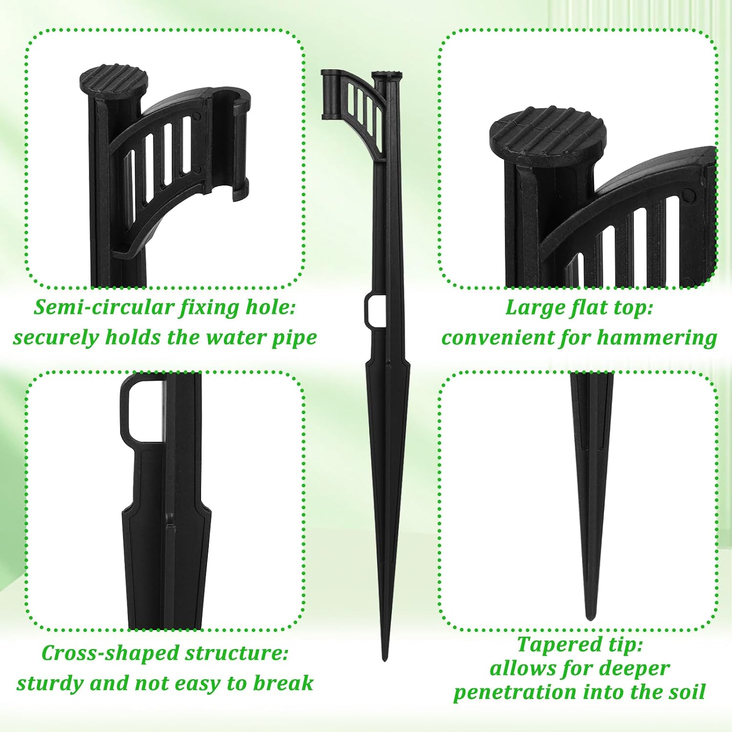 50 Pcs 12.8" Irrigation Drip Support Stakes 1/4 Inch Drip Irrigation Stakes for 1/4 Inch Drip Irrigation Tubing Hose