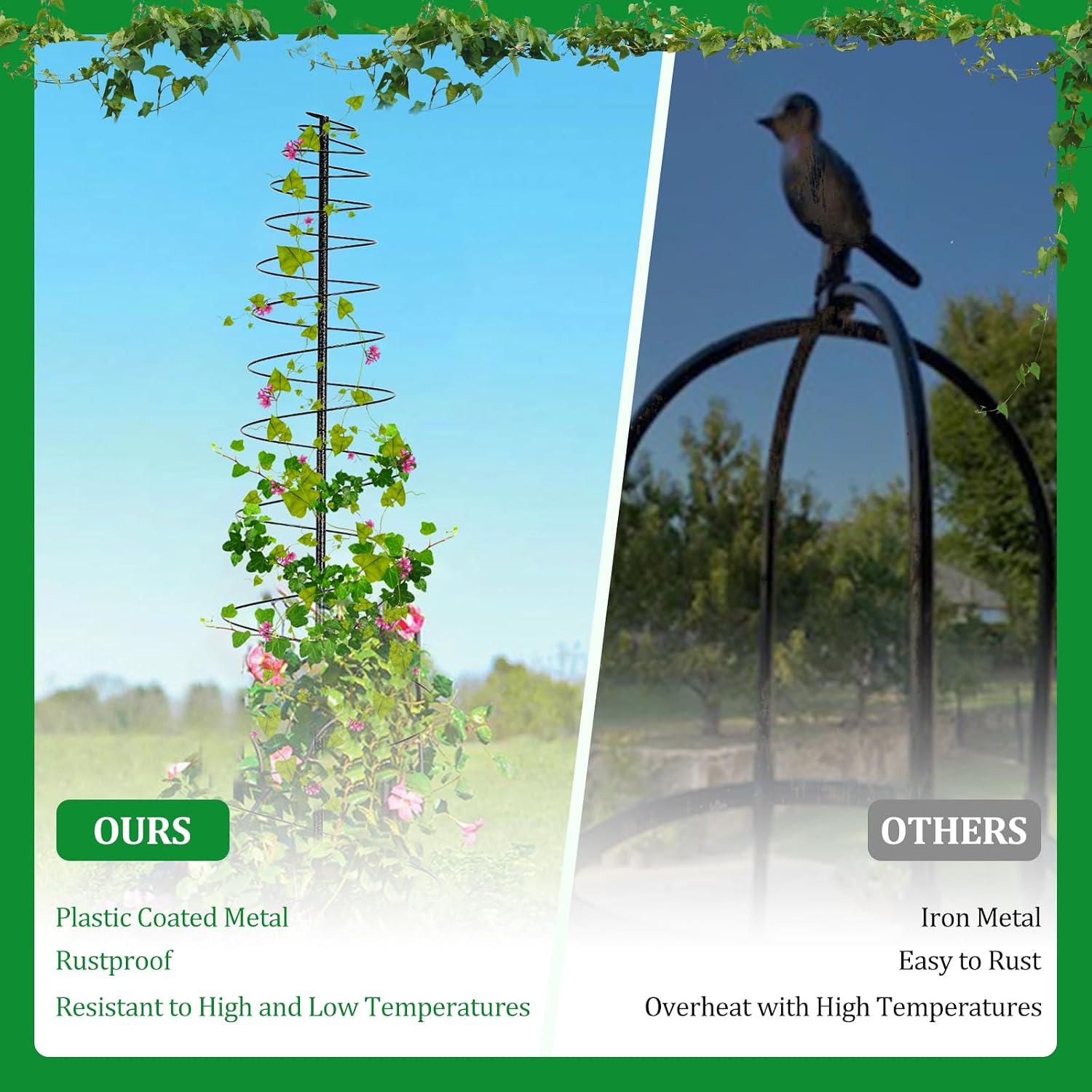 Trellis for Climbing Plants Outdoor,2 Pack Plants Trellis 44 inch Support Metal Garden Trellis for Plants Flowers Light