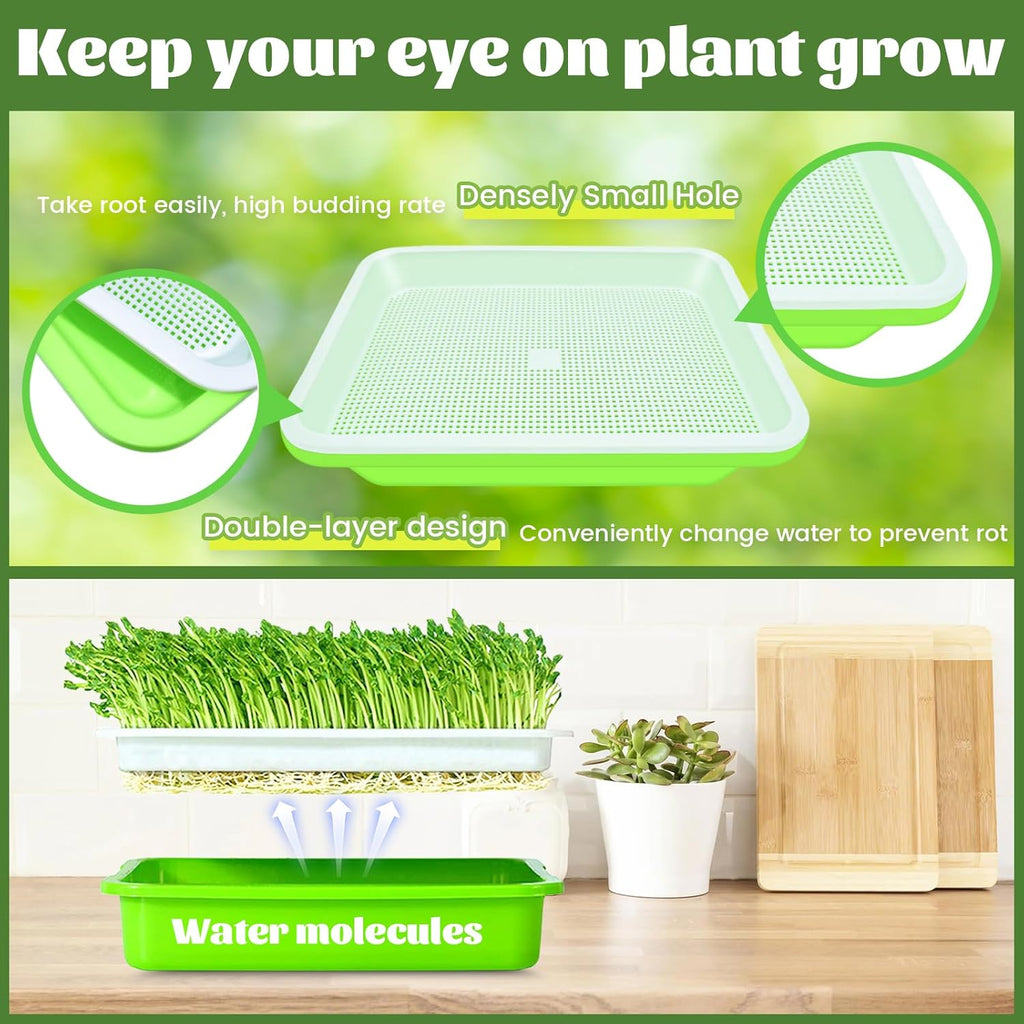 16 Pack Seed Sprouter Trays- Soil-Free Cultivation Germination Tray, BPA Free Nursery Tray with Planting Paper for