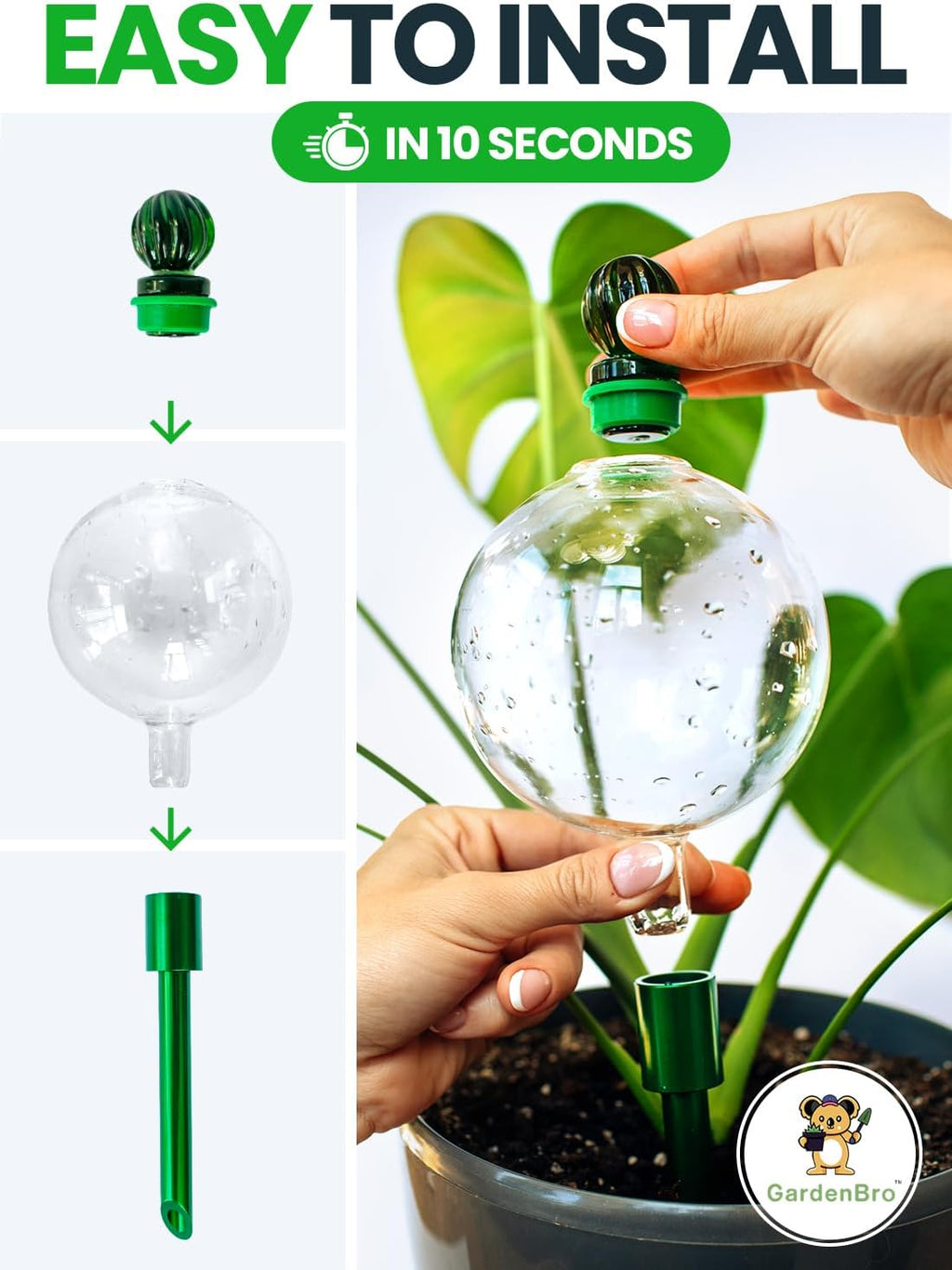 3pc 16oz Plant Watering Globes for Indoor Plants Self Watering Plant Insert | Premium XL Glass Hand-Blown Globe with