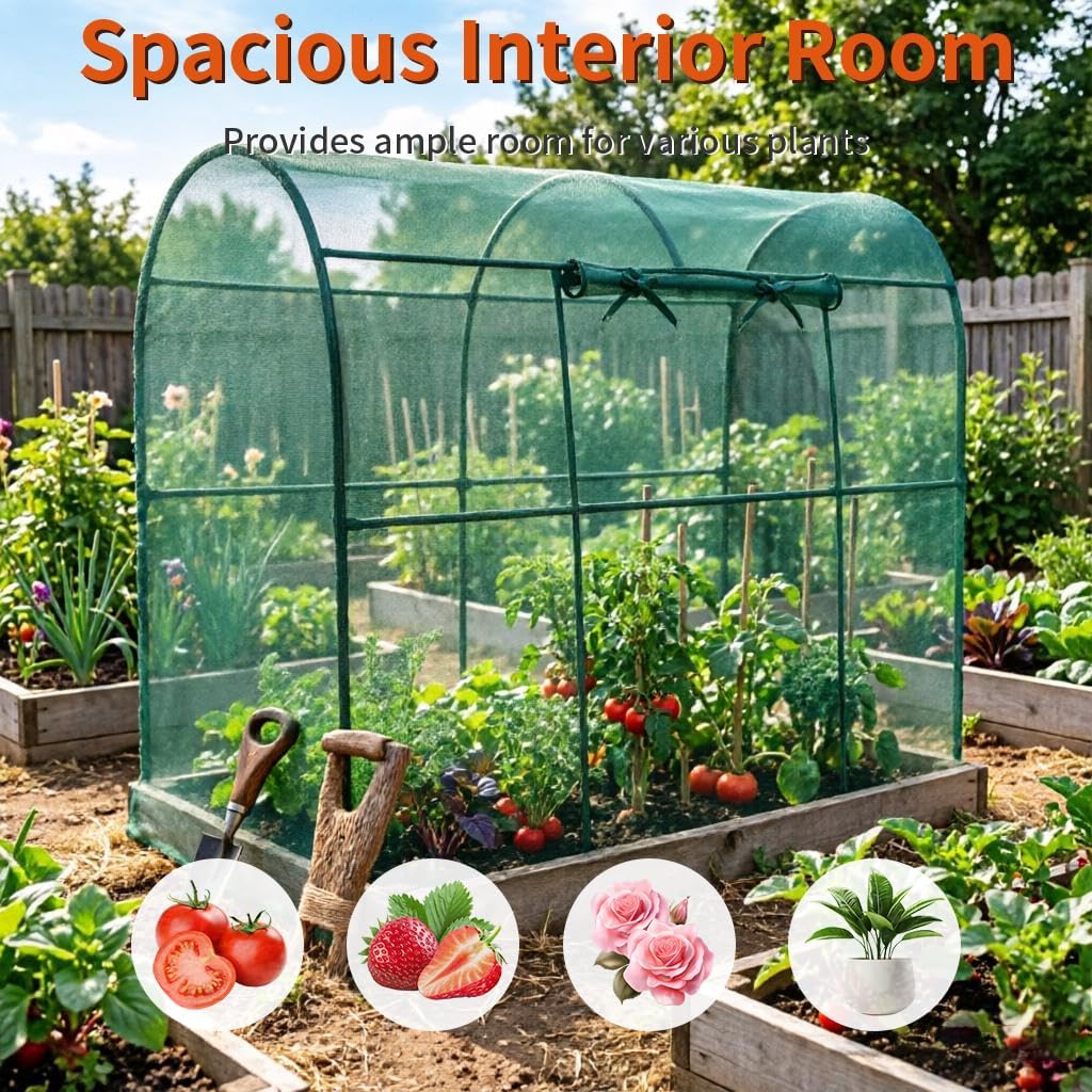 Crop Cages for Garden Plant, Plant Protection Tent with Zippered Door, Raised Bed Cover, Garden Bed Cover with Frame