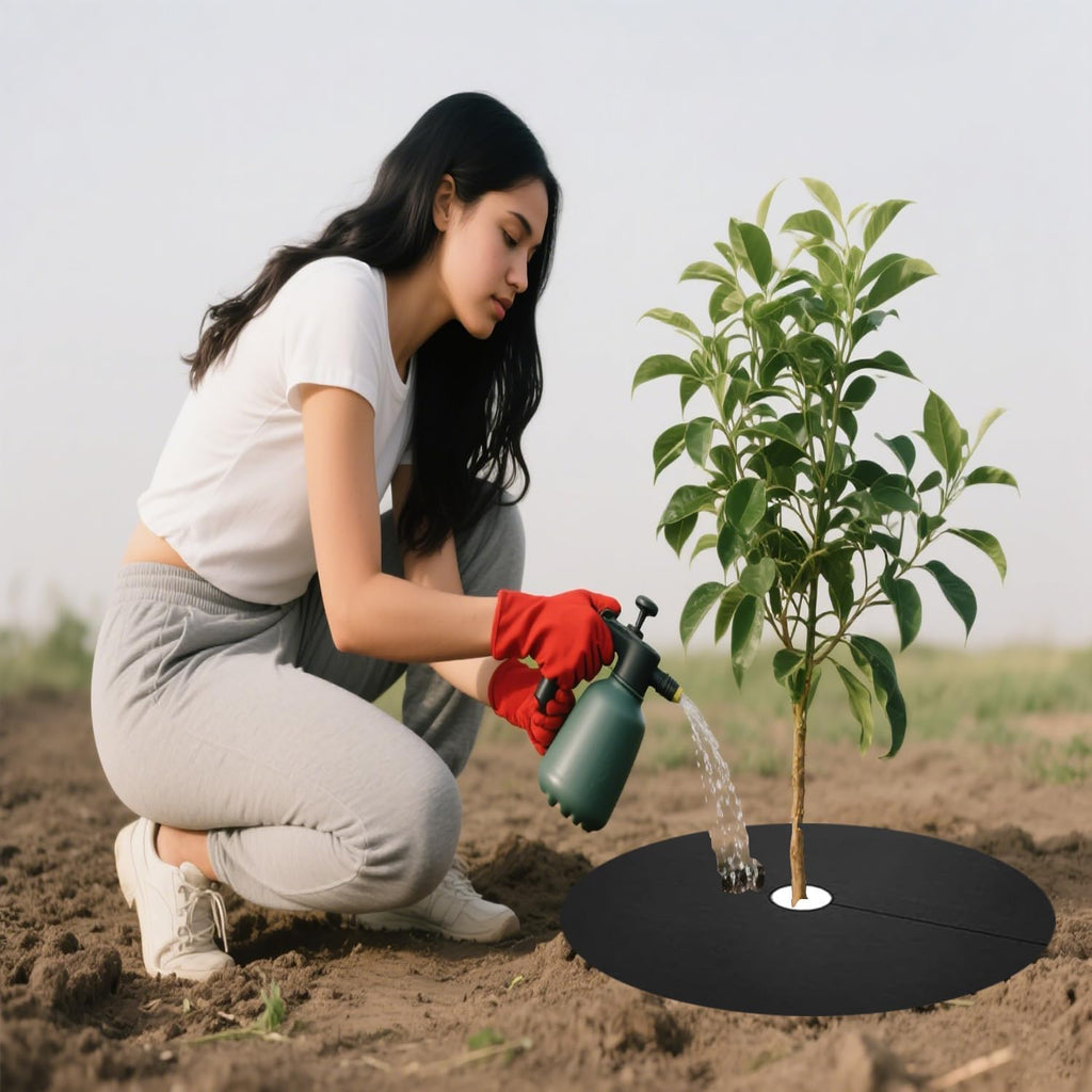 32-Pack 20.5 Inch Weed Barrier Mats - Thickened Non-Woven Tree Rings, Reusable Landscape Fabric for Mulch, Plant