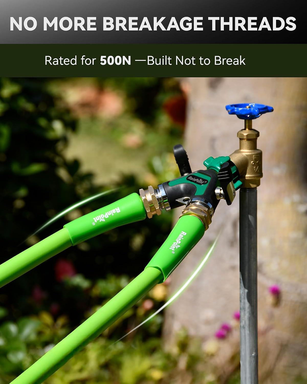 RAINPOINT Garden Hose Splitter 2 Way, All Metal Heavy Duty Water Hose Y Splitter With 2.05" Extra Long Side Handle &