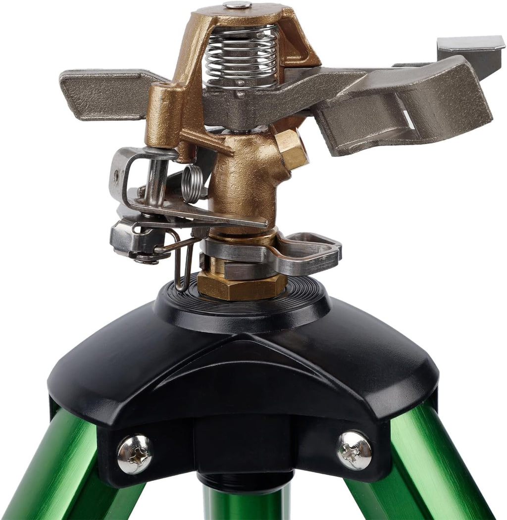 Biswing Impact Sprinkler Head on Tripod Base, Heavy Duty Lawn Sprinklers, 360 Degree Large Area Irrigation, Metal