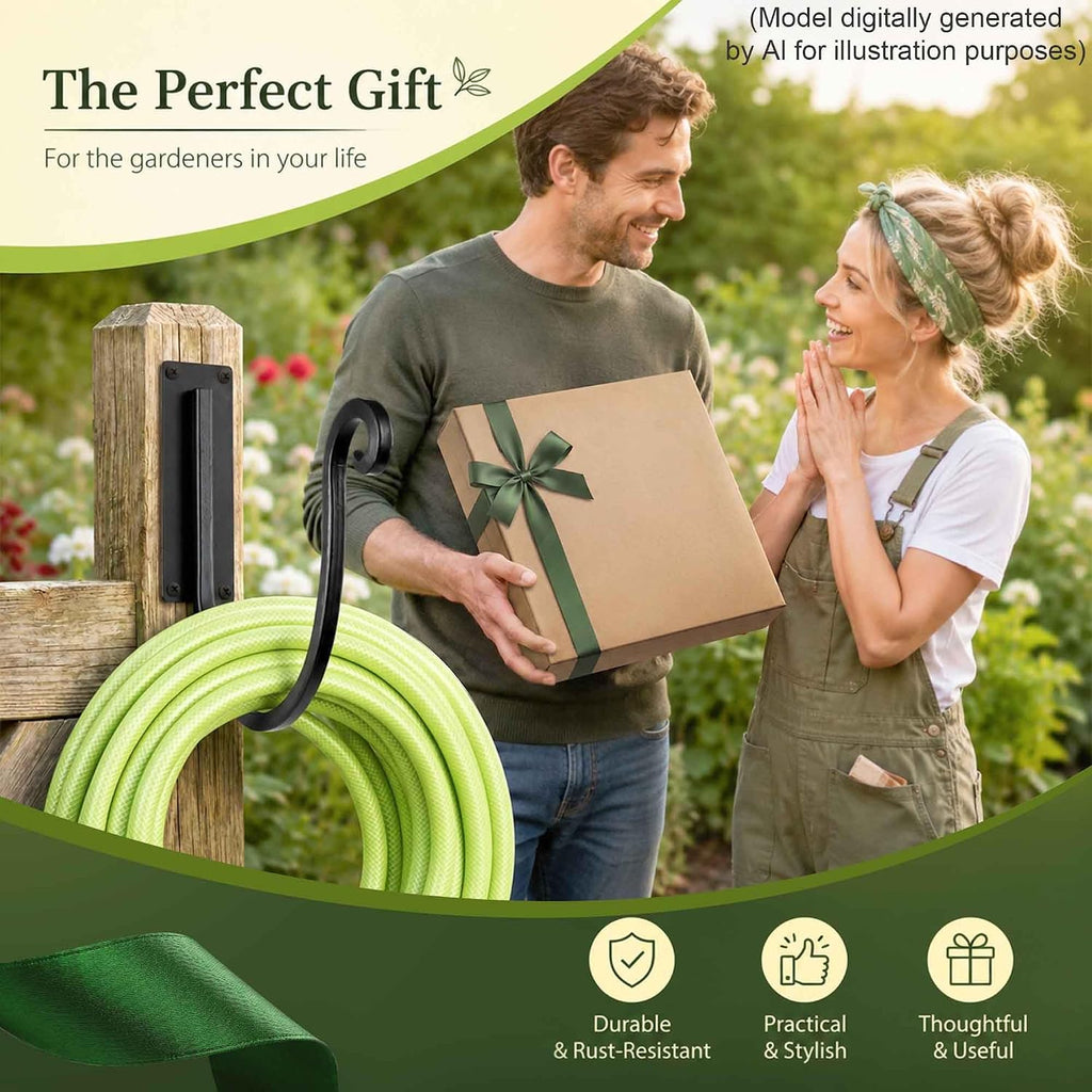 Garden Hose Holder Outside: 2 Pack Wall Mount Water Hose Holder - Heavy Duty Garden Water Hose Hanger for Outside Hose