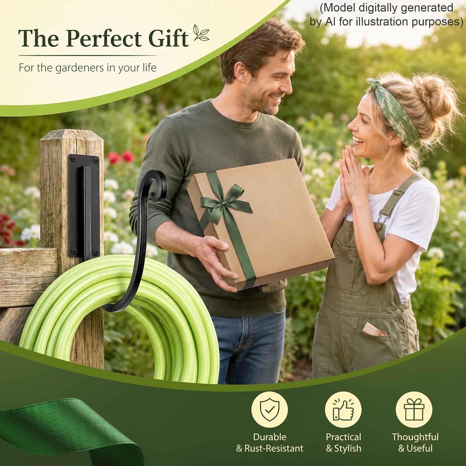 Garden Hose Holder Outside: 2 Pack Wall Mount Water Hose Holder - Heavy Duty Garden Water Hose Hanger for Outside Hose