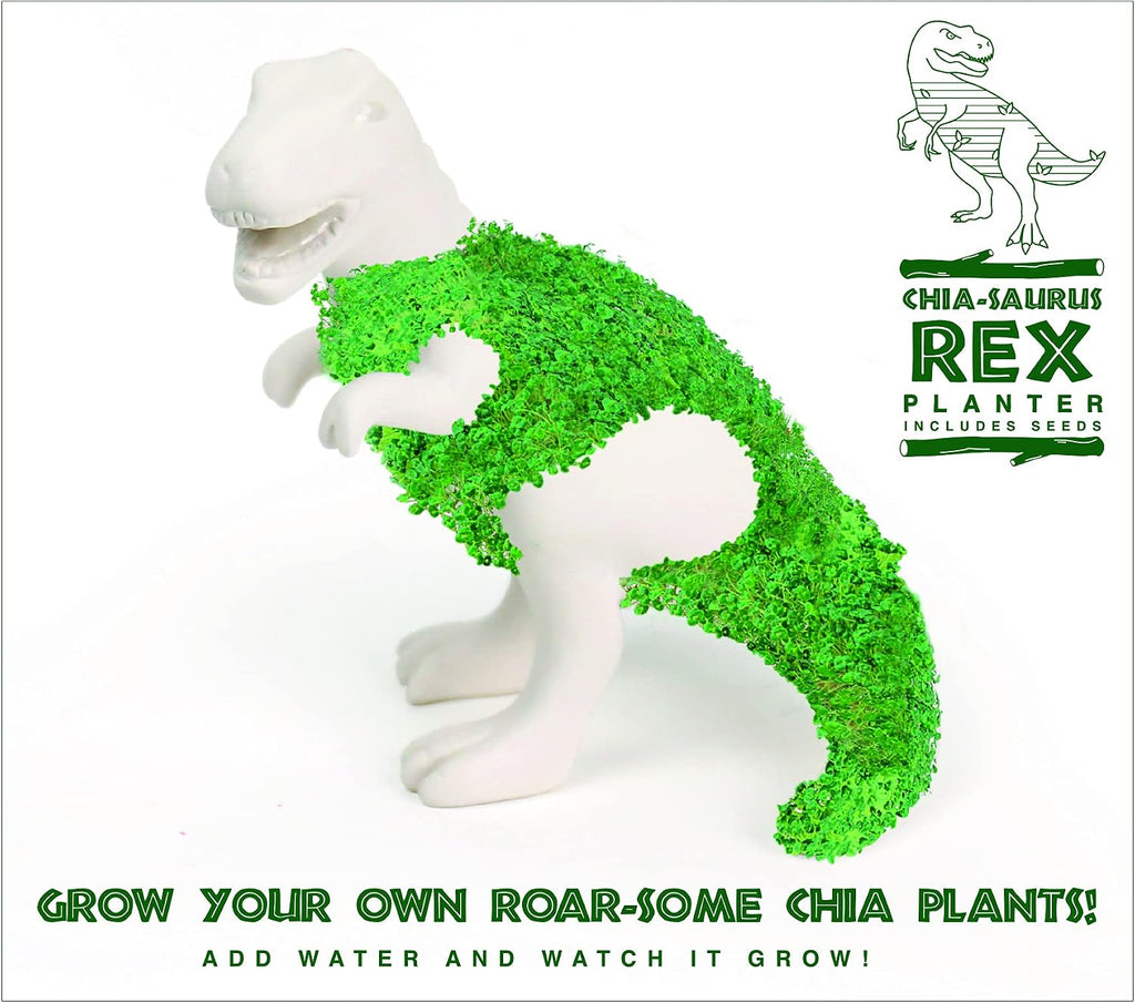 Gift Republic Dinosaur Shaped Chia Planter. Desktop Sprouting Chia Animal. Fun Grow Kit - Chiasaurus Rex