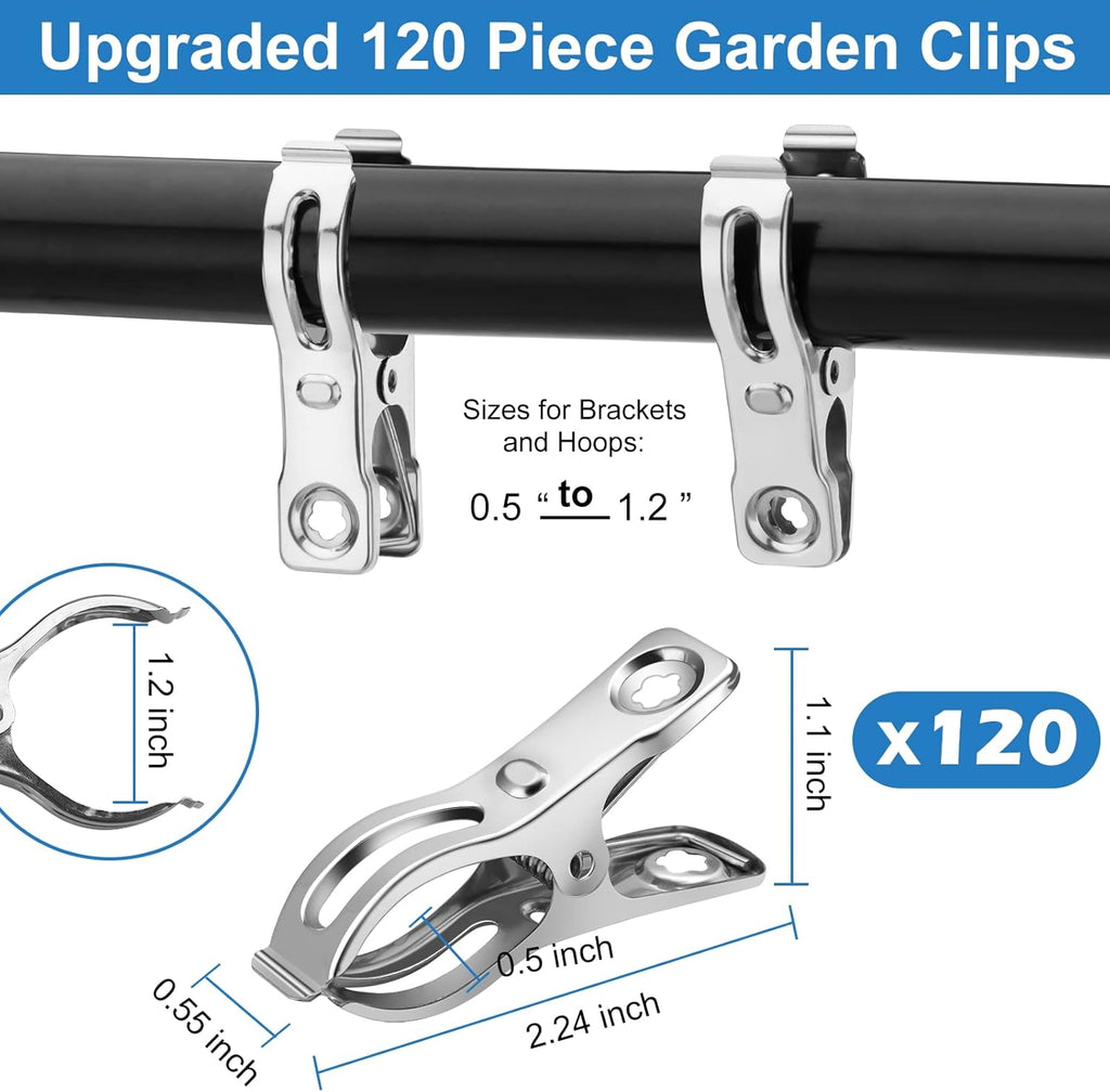 120 Pcs Greenhouse Clips, Garden Clips for Netting, Stainless Steel Greenhouse Clamps, Have a Strong Grip to Hold Down