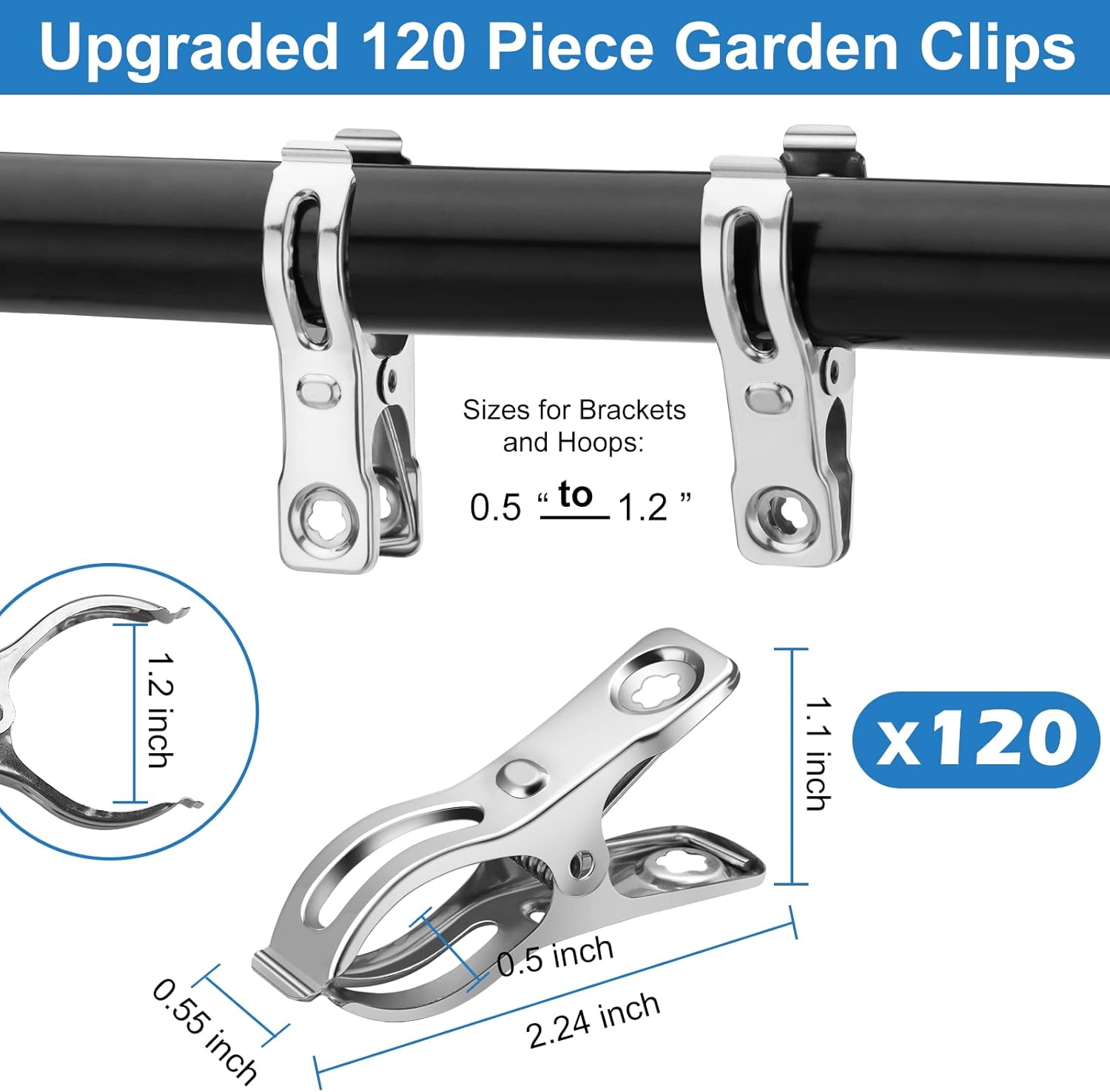 120 Pcs Greenhouse Clips, Garden Clips for Netting, Stainless Steel Greenhouse Clamps, Have a Strong Grip to Hold Down