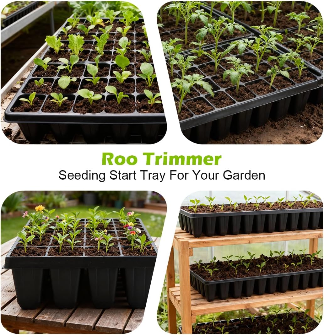 RooTrimmer 10 Pack 40 Cell Seed Starter Trays - Extra Deep 3.9" Plastic Nursery Trays, 20" x 10"，Fits Standard 1020