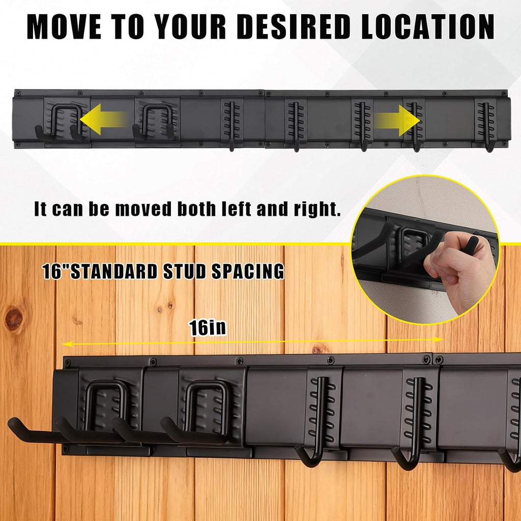 Garvee 64 Inch Garage Tool Organizer Wall Mount, Heavy Duty Garden Tool Storage Organization with 12 Adjustable Hooks