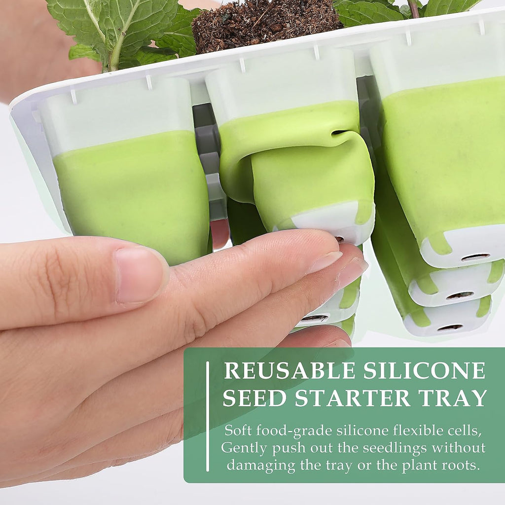 10pcs Reusable Seed Starter Tray, 120 Cells Seed Starter Kit, Silicone Seedling Starter Trays for Starting Plant Seeds