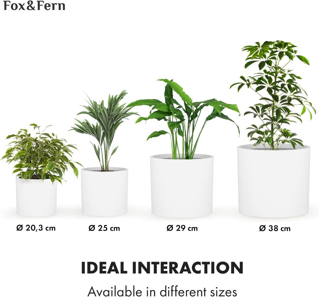 Fox & Fern Large Planter for Indoor or Outdoor, Matte White, 14.6 Inch | UV & Frost Resistant, 70% Lighter than