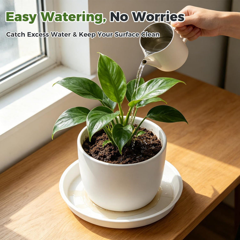 10 Packs 16 Inch Plastic Plant Saucers for Indoor Outdoor, Plant Water Catcher Tray for Pots, Bulk Flower Pot Saucers