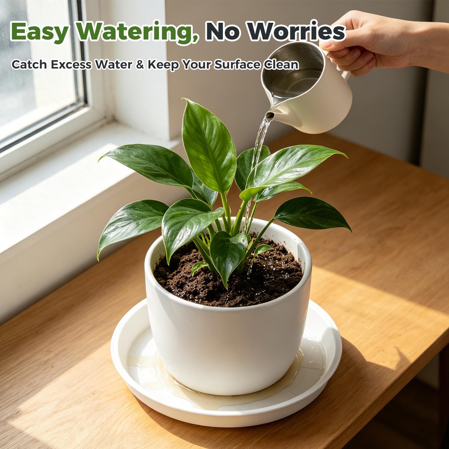 10 Packs 16 Inch Plastic Plant Saucers for Indoor Outdoor, Plant Water Catcher Tray for Pots, Bulk Flower Pot Saucers