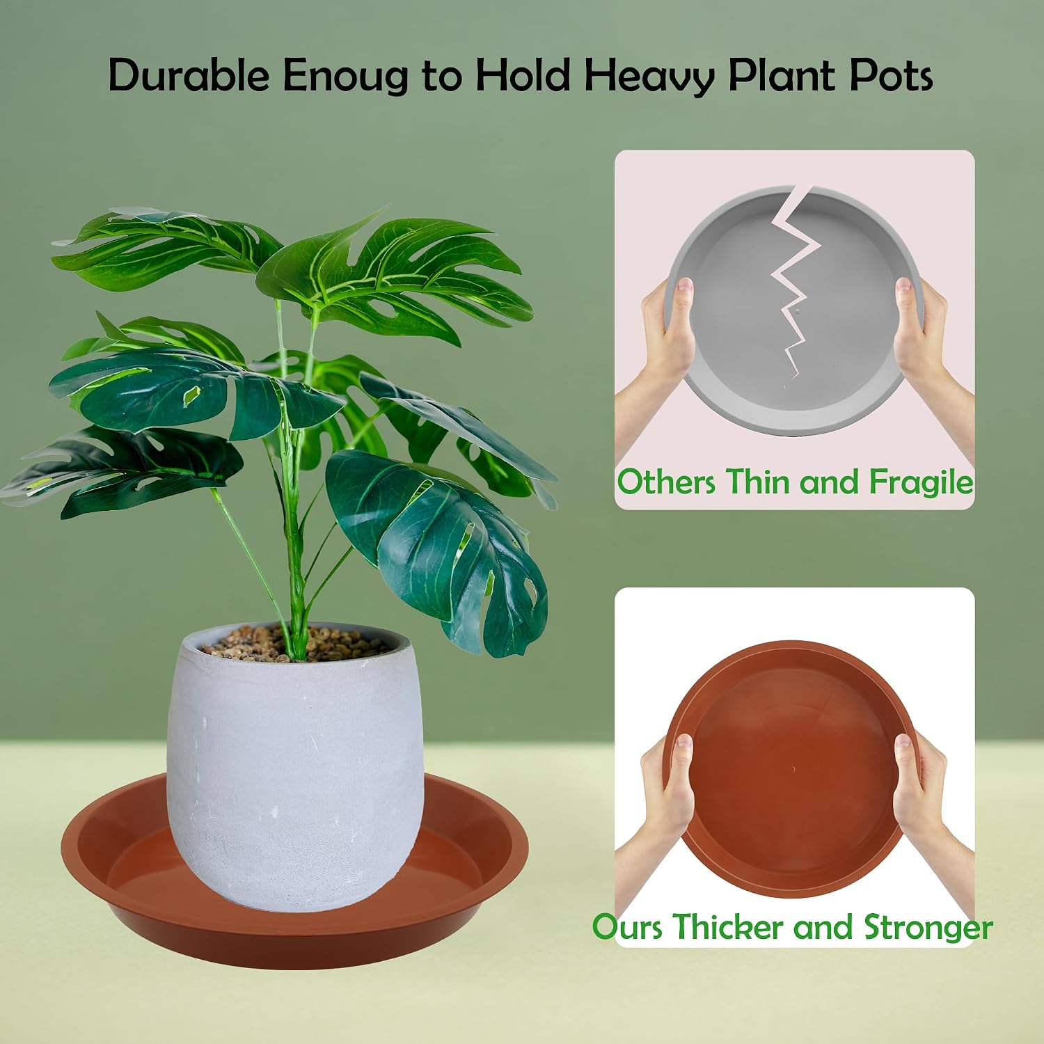 4 Pack 16 Inch Round Plant Saucers for Less 14 Inch Pot Indoors Outdoors Plant Trays for Pots Planter Saucer Plastic