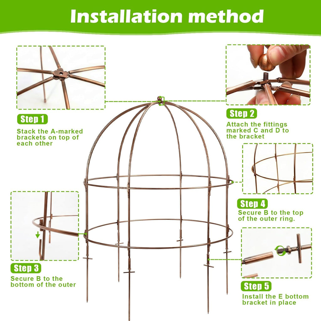 NNG 26 Inch Bird Cage Plant Support, Metal Grow-Through Cage with Dome Top | Garden Flower Trellis for Peonies