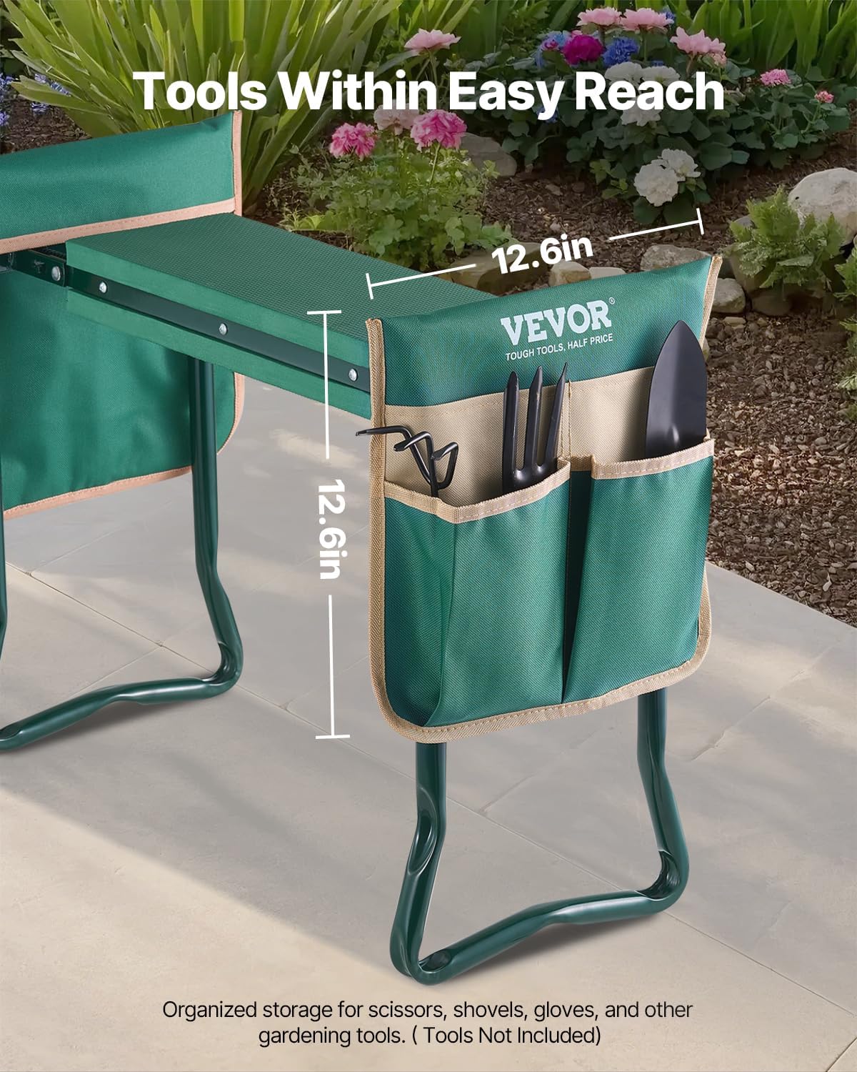 VEVOR Garden Kneeler and Seat Heavy Duty, Kneeling Bench for Gardening | Portable Garden Stool with Kneeling Pad and 2