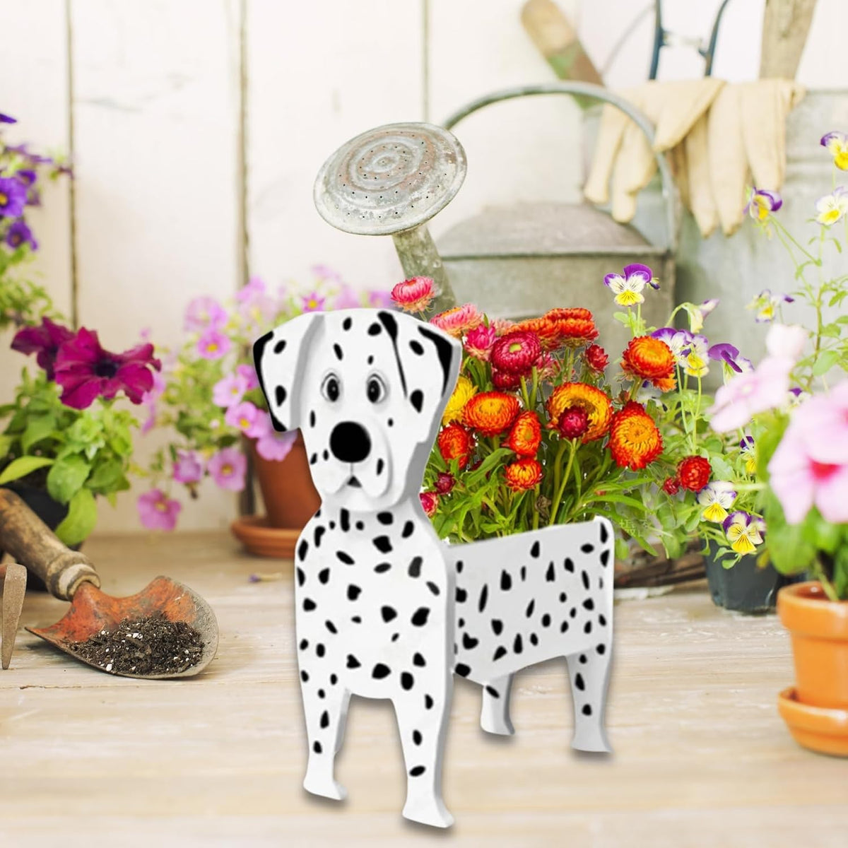 Dalmatian Dog Planter Pots, Animal Shaped Flower Pot | Cute Plant Gift for Women and Pet Lovers, Indoor Outdoor Garden