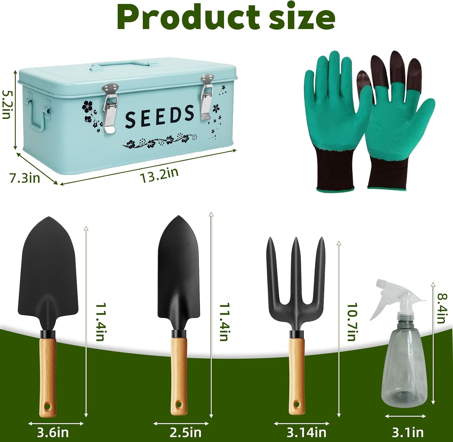 8 in 1 Seed Storage Garden Seed Organizer with Gardening Tool Set | gardening tools set cultivators includes 2 psc