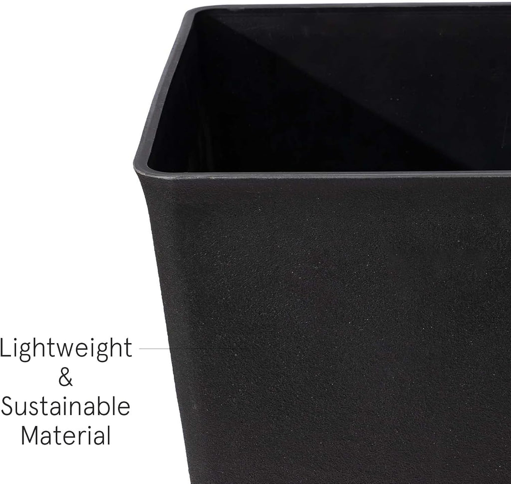 LA JOLIE MUSE Tall Outdoor Large Rectangular Planters Set of 2, 30 Inch | Tall Black Planters with Shelf Insert, Extra
