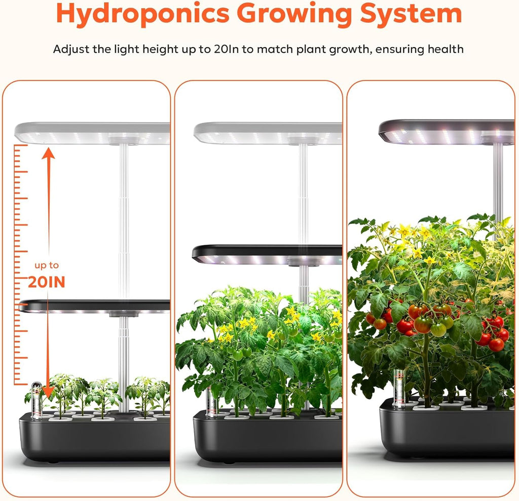 owltron Hydroponics Growing System Kit, 12 Pods Indoor Herb Garden with 24W LED Grow Light Full Spectrum, Planting