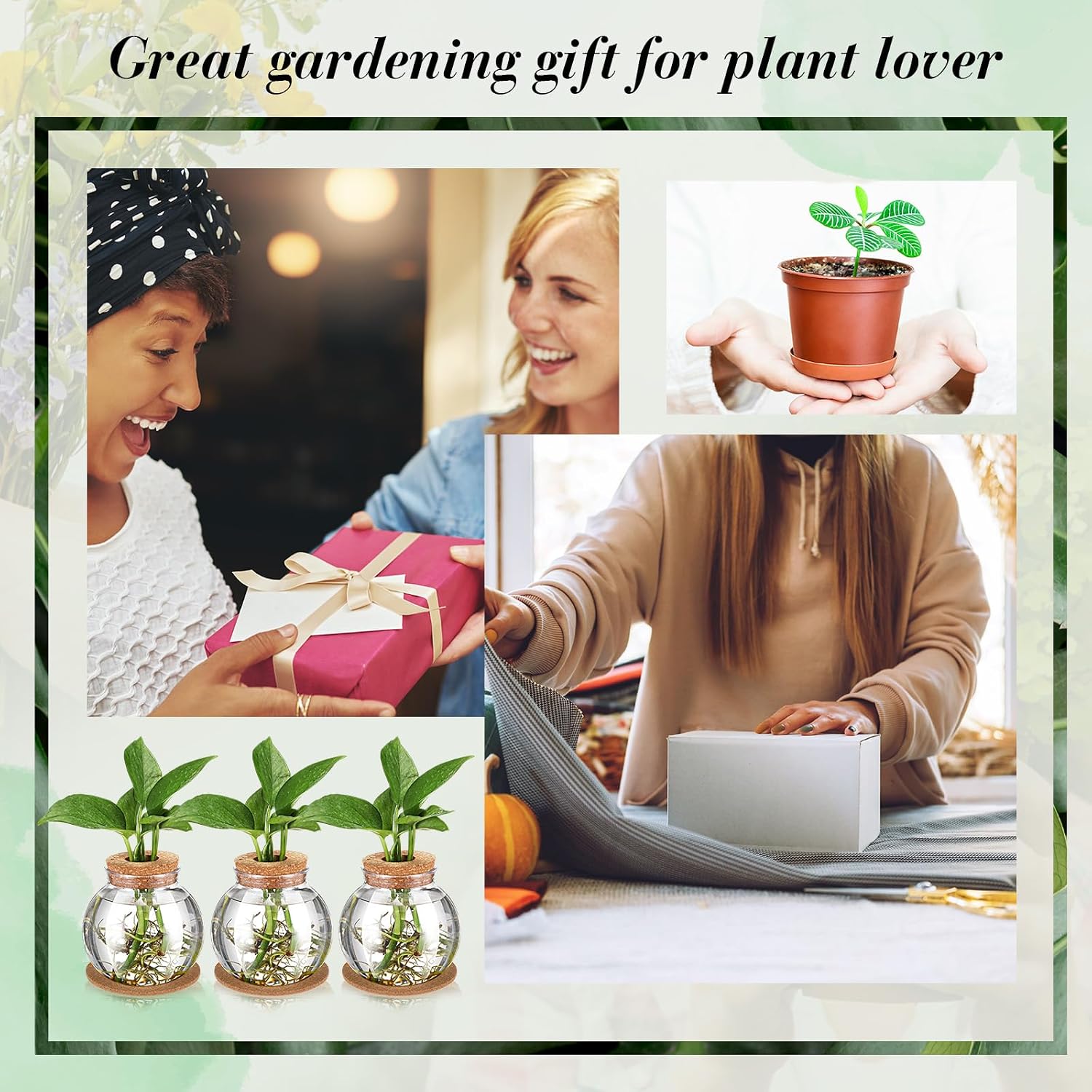 12 Packs Propagation Vases for Plants Plastic Plant Propagation Station with Hole Lid and Cork Coasters Plant Growing