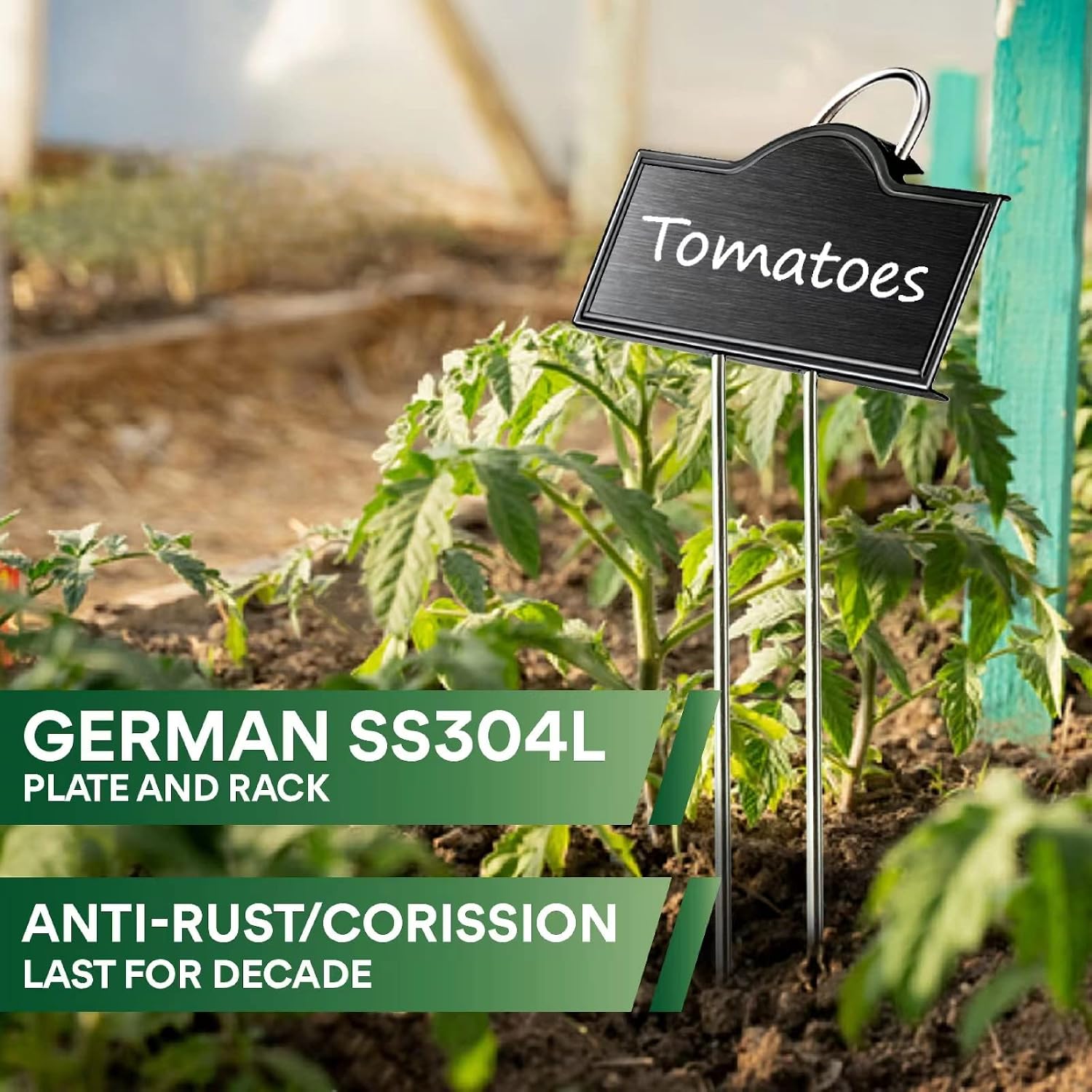 Metal Plant Labels Stainless Steel 304, Weatherproof Garden Label Tall Markers 25 Pack for Outdoor Plants Vegetables