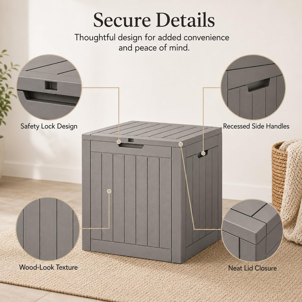 Resin Deck Box Waterproof Outdoor indoor Storage Box 36 Gallon | Patio Furniture Side Table for Pool and Garden