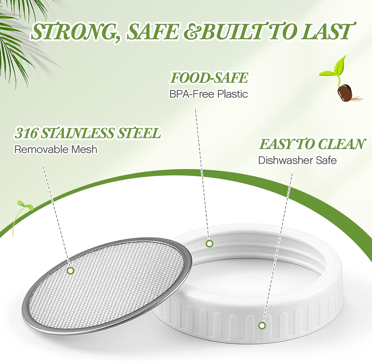 LemonRoad 18 Pcs Seed Sprouting Kit with 1000 ml Mason Jars and Blackout Sleeve, Separate Bracket 316 Stainless Steel