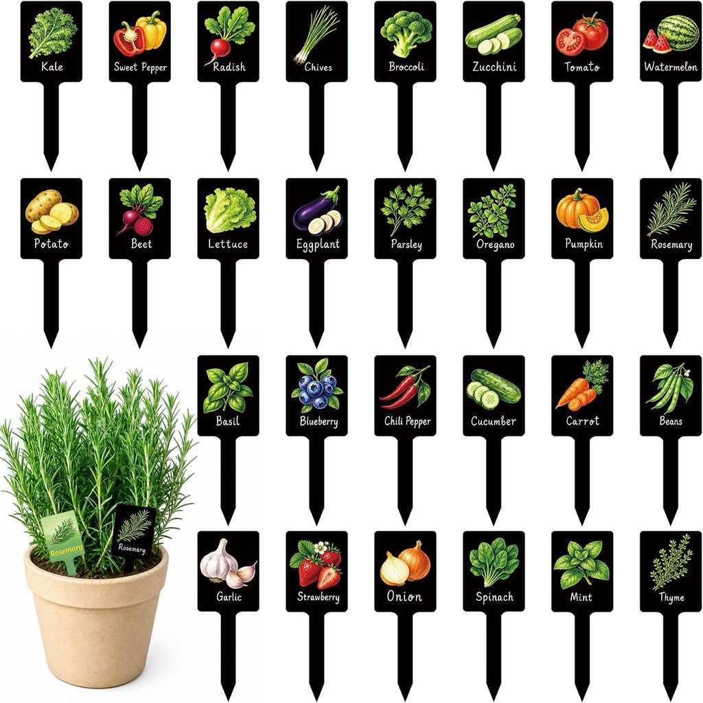 60PCS Plant Label Vegetable Herb Garden Marker, Color & Black Double-Sided
