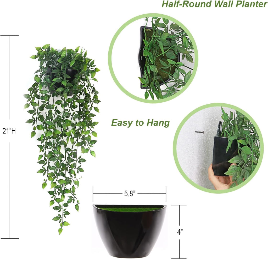 Artificial Hanging Plants,2 Pack Fake Wall Plants,Faux Mandala Vines Potted Plant,Plastic Greenery with Wall Planter