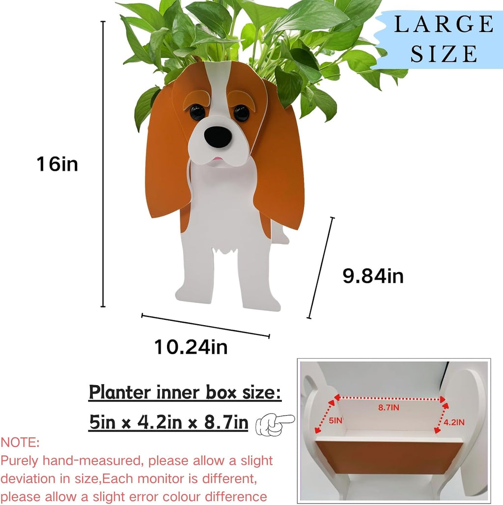 Brown King Cavalier Dog Planter Pots, Animal Shaped Flower Pot | Large Cute Plant Gift for Women and Pet Lovers, Indoor