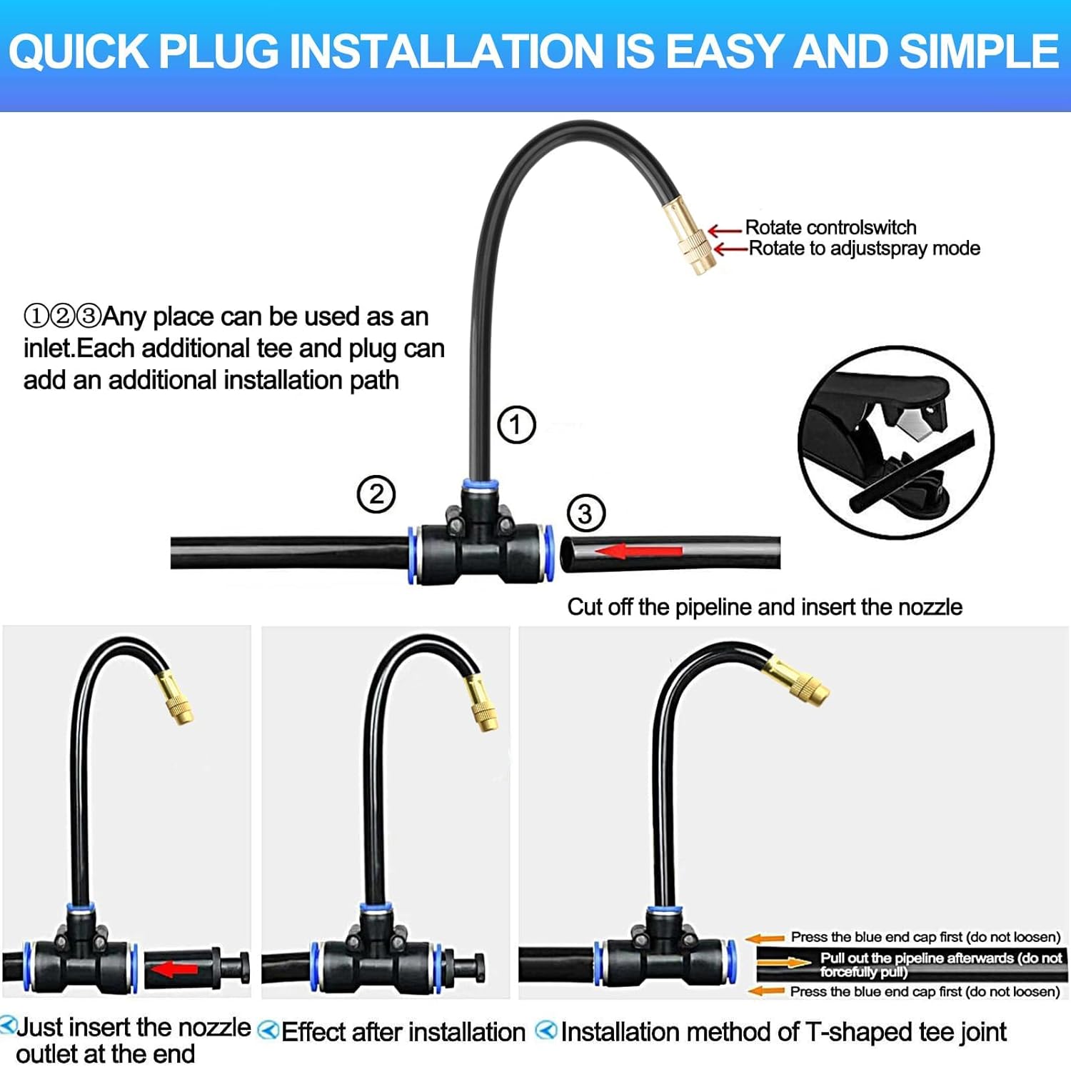 360° Adjustable Drip Irrigation System for Garden,Automatic Watering System | 12mm Large-Diameter Tubing,High-Flow