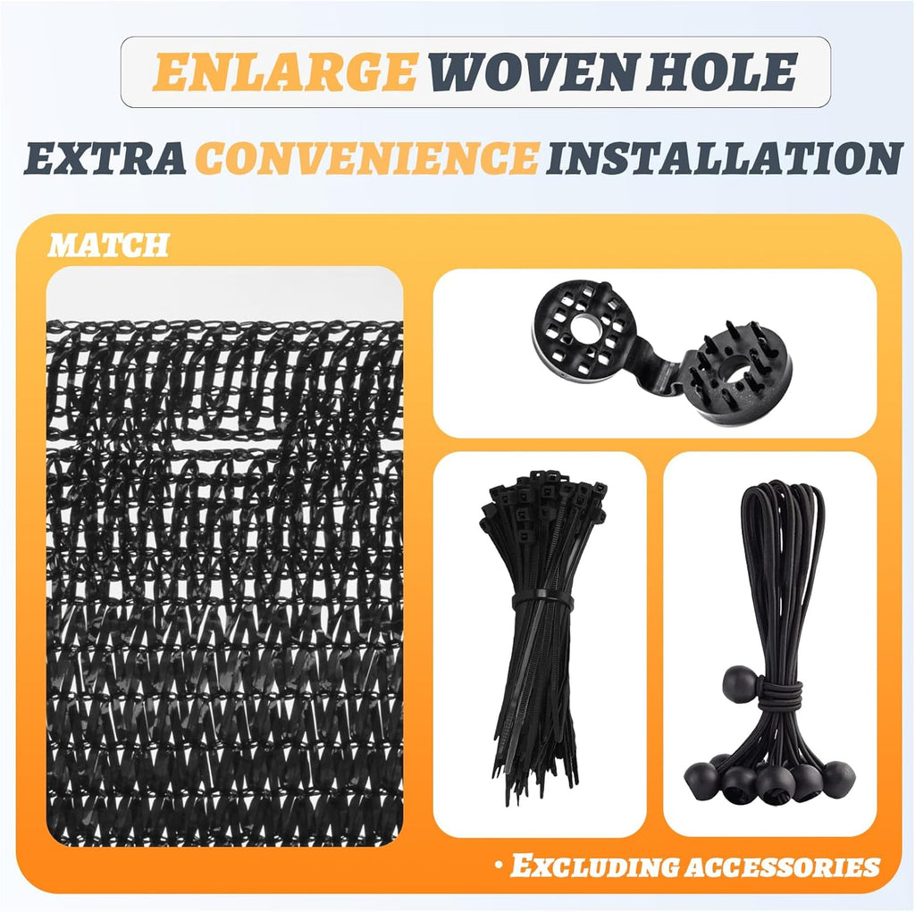 Cool Area Sun Shade Cloth Shade Net for Garden, 70% 6.5x20ft, Black | Made of New HDPE. Special Woven Hole Design. UV