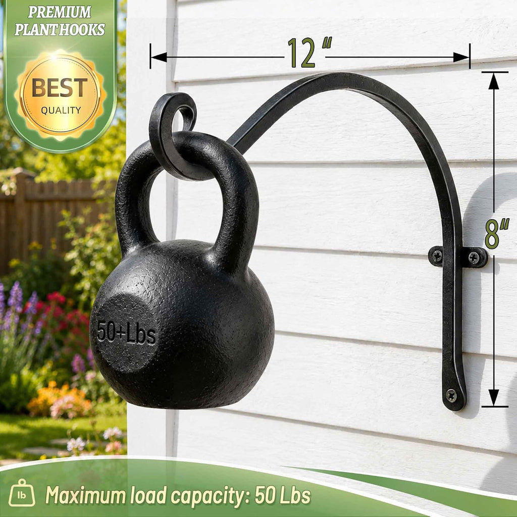 AJART Heavy-Duty Plant Hanger Outdoor: 12" / 2 Pieces Hanging Plant Bracket | Can Hold 50 Lbs Plant Basket or Large