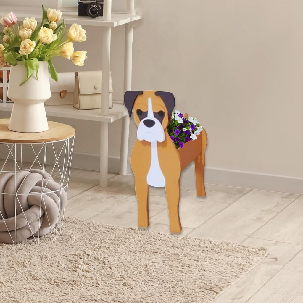 Boxer Dog Planter Pots, Animal Shaped Flower Pot | Cute Plant Gift for Women and Pet Lovers, Indoor Outdoor Garden Home