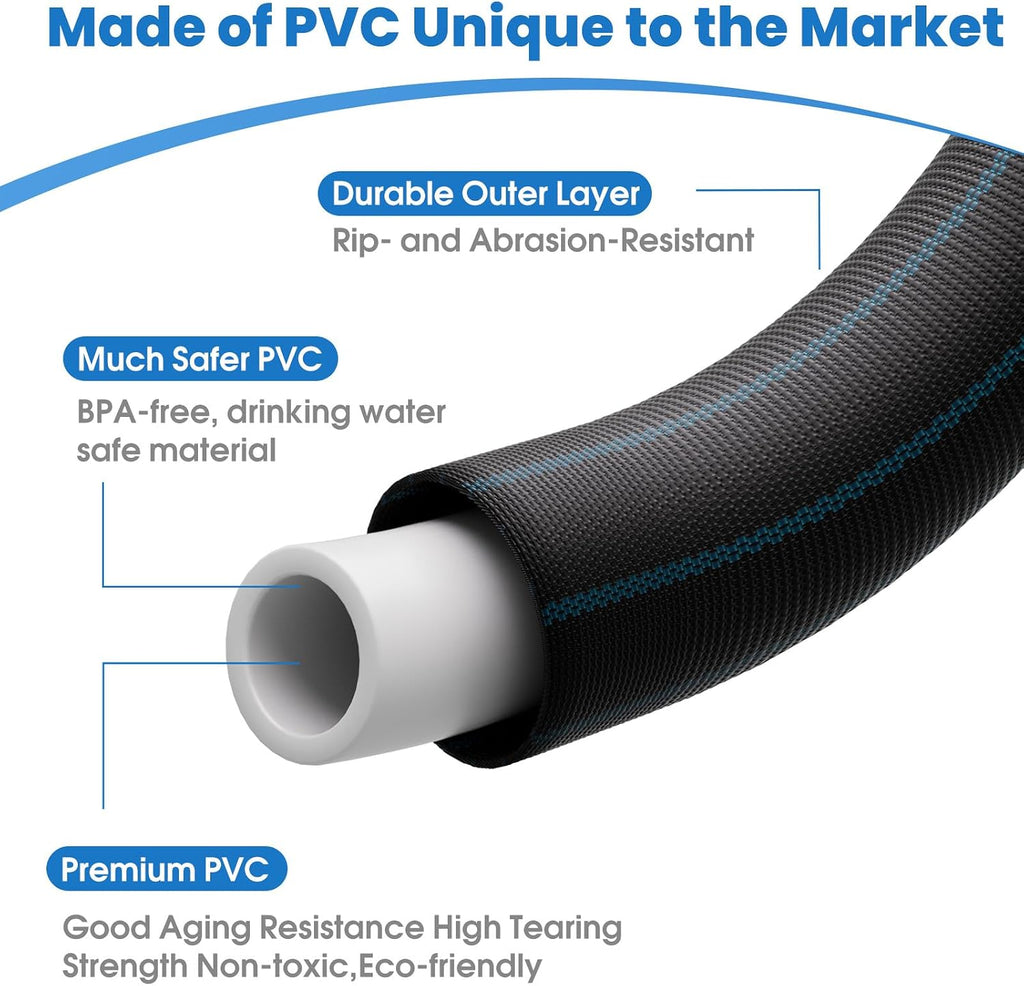 100FT Non-Expanding Garden Hose, Ultra Lightweight Water Hose, Kink-Free, Burst-Resistant, Durable & Flexible Hose