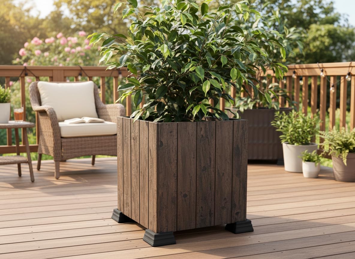 Corner Planter Feet – Pot Feet for Square & Rectangular Planter Boxes – Improves Drainage & Helps Protect Decks –