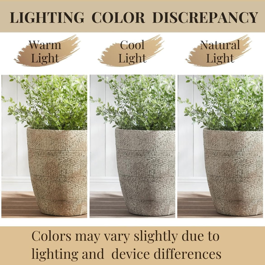17.7"+13.7"+11.4" Weathered Concrete Planters with Drainage Hole Set of 3 | Hand-finished Flower Pots for Indoor