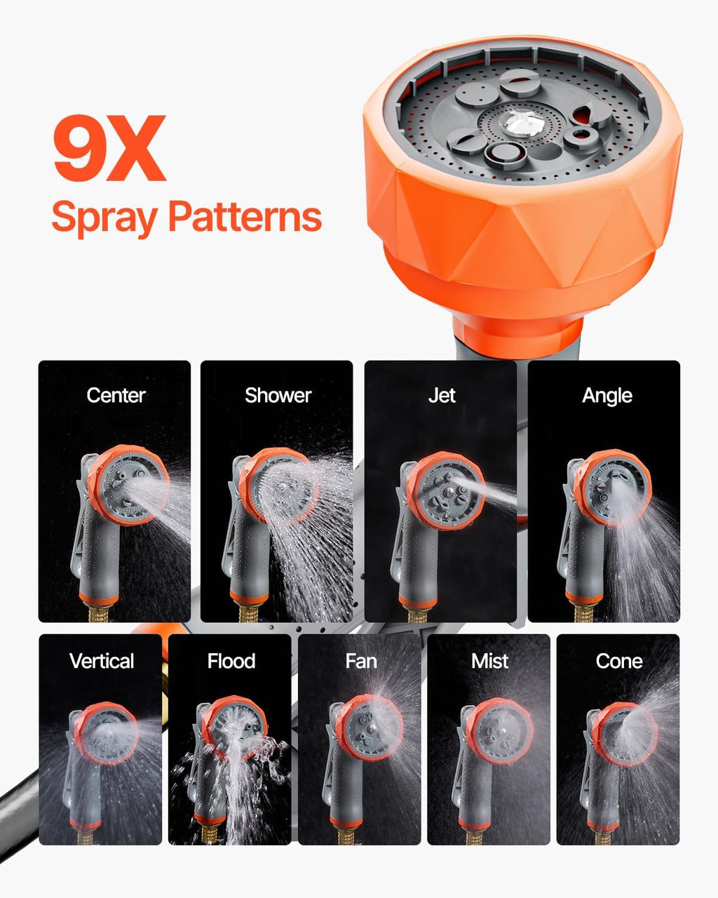 VEVOR Retractable Garden Hose Reel, 5/8 Inch x 100 ft Wall Mounted Hose Reel, Heavy Duty Garden Hose Reel with 9