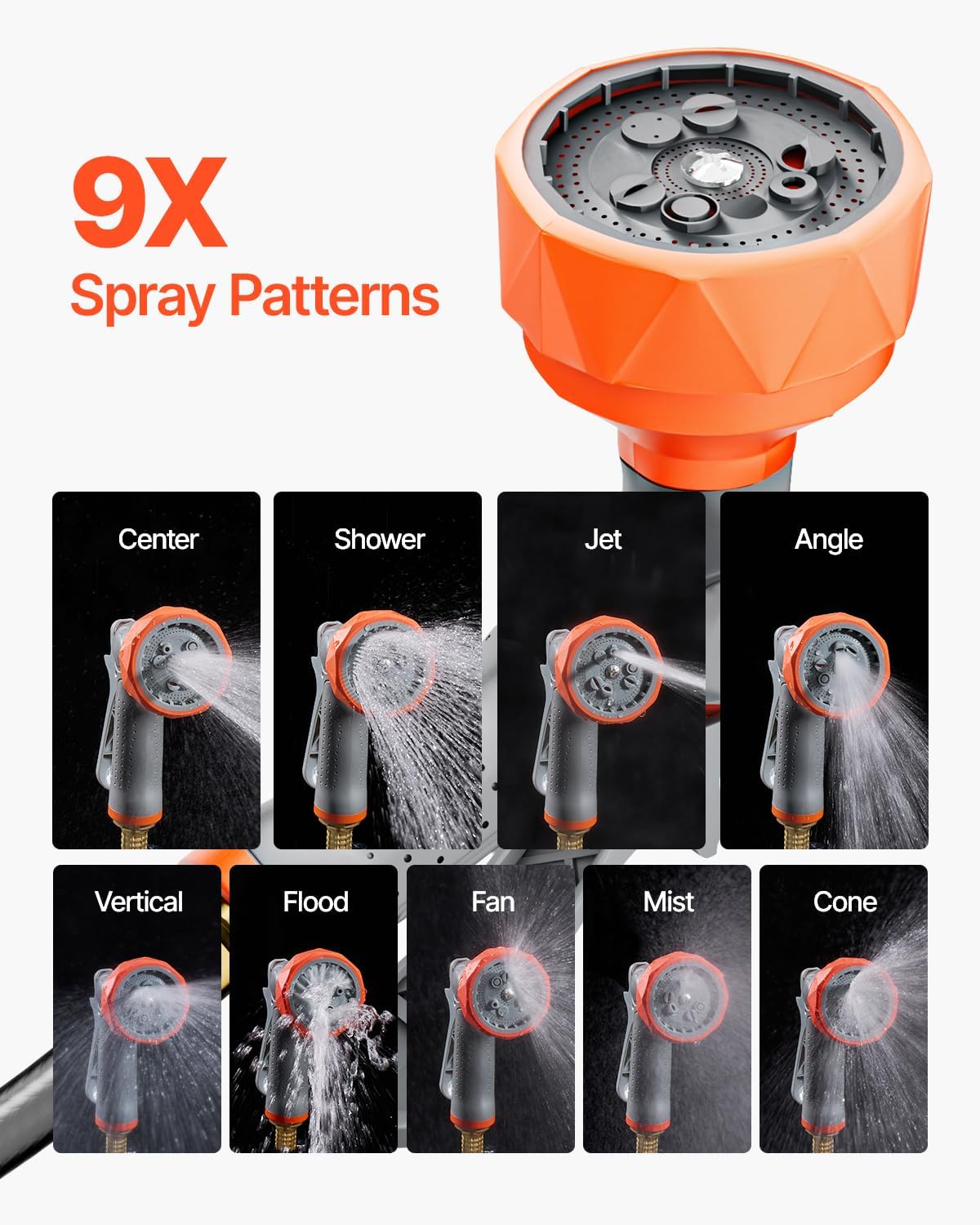 VEVOR Retractable Garden Hose Reel, 5/8 Inch x 100 ft Wall Mounted Hose Reel, Heavy Duty Garden Hose Reel with 9